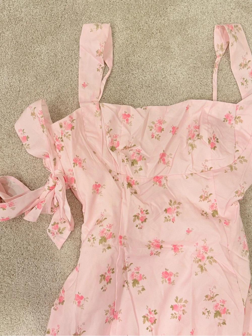 Women’s Pink Floral Tie-Shoulder Dress NEW w tags Large